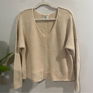 Lucky Brand Vneck Boxy Sweater Cream Size Small